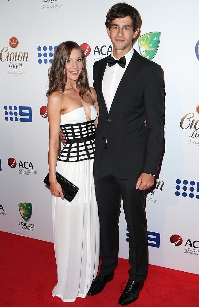 Madeleine Hay and Ashton Agar at the 2014 Allan Border Medal.