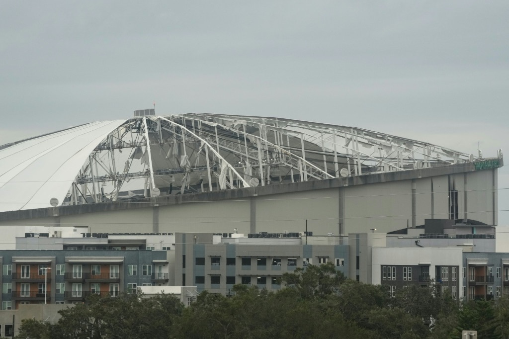 Hurricane Milton shreds Florida stadium roof