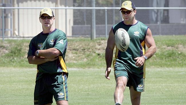  (L-R) Allan "Alfie" Langer and Ricky Stuart Australian Kangaroos training in 2006. 