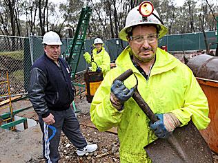 Daryl Floyd with miner Steve Burchell. Picture: Mike Keating