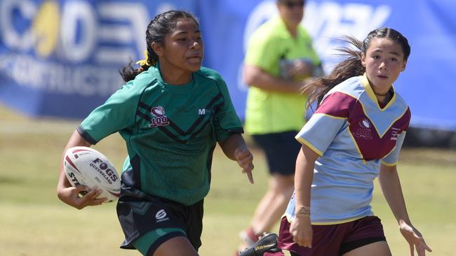 Nyeema Tuua runs like the wind in 2019 as an under-12 Met North representative. (Photo/Steve Holland)