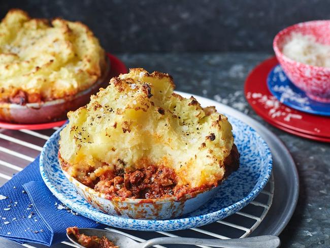 Bolognese and potato pies.