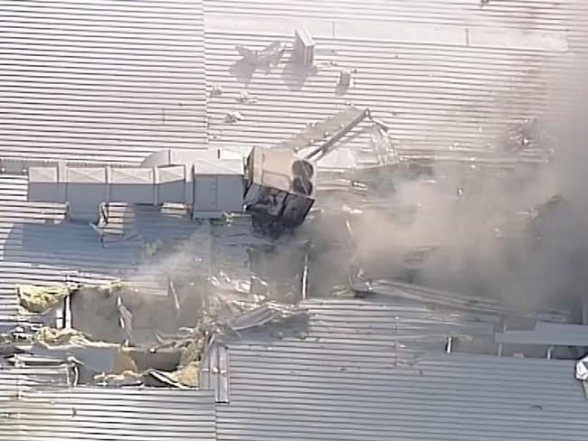 Where the light plane crashed on take off at Essendon airport. Picture: Channel 7