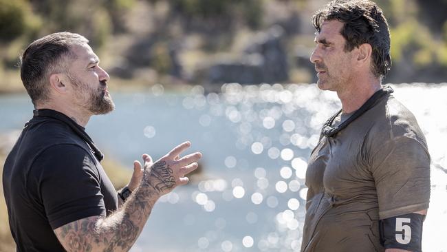 Chief Instructor Ant Middleton chats with Pete Murray on SAS Australia. Picture: Channel 7