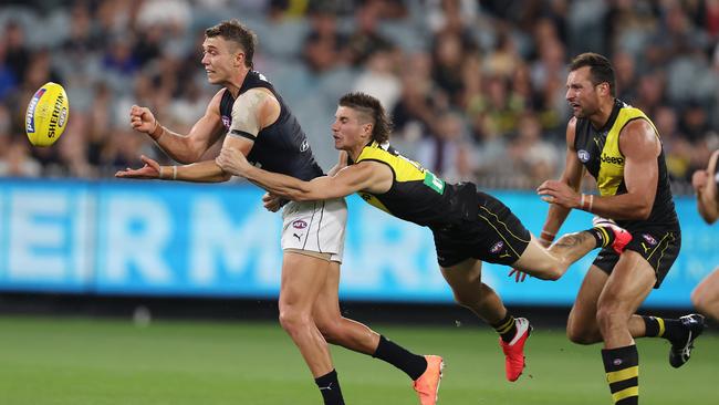 Patrick Cripps made an early statement on Thursday night. Picture: Michael Klein