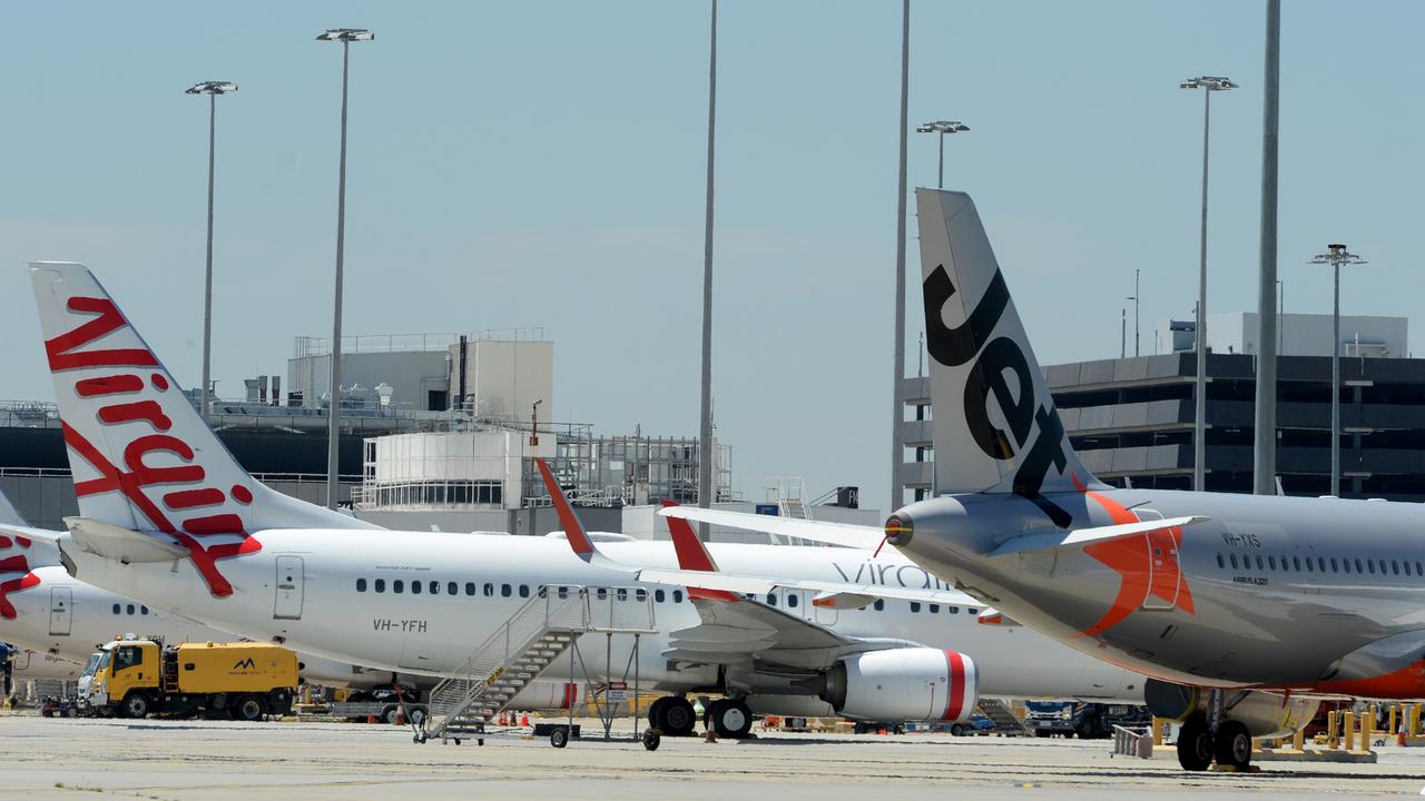 Jetstar is adding seats on lucrative routes, in a move that is encroaching on Virgin Australia’s market share, a new report shows. Picture: Andrew Henshaw/NewsWire