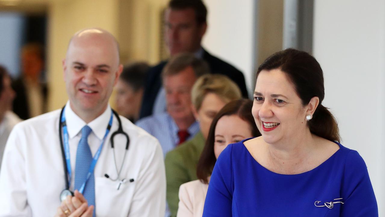 Premier Annastacia Palaszczuk with Dr John Gerrard who will become Queensland’s new Chief Health Officer in December. Picture: Nigel Hallett