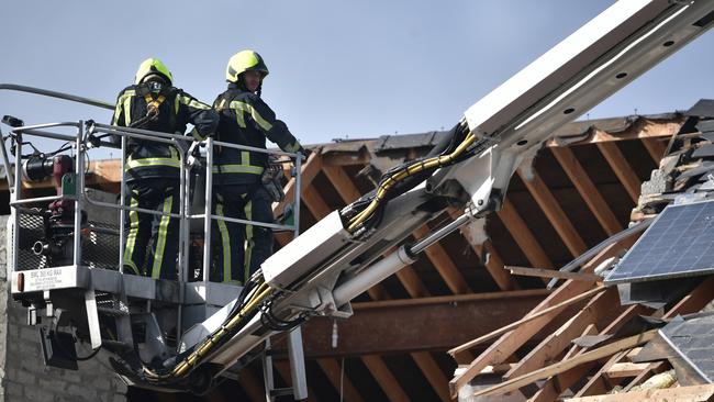 CR Emergency services attend the scene of fuel station blast, in Ireland’s northwest. Picture: Getty Images