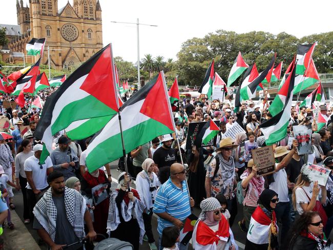 SYDNEY, AUSTRALIA - NewsWire Photos JANUARY 28, 2024:Thousands of Pro-Palestinians marched from Hyde Park o Belmore Park (near Central Station) today in support of a cease fire in Gaza. Picture: NCA NewsWire / David Swift