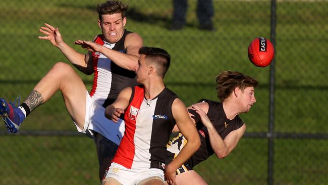 Billy Schilling kicked four in the win, pictured left of the pack for North Ringwood in 2019. Picture: Stuart Milligan