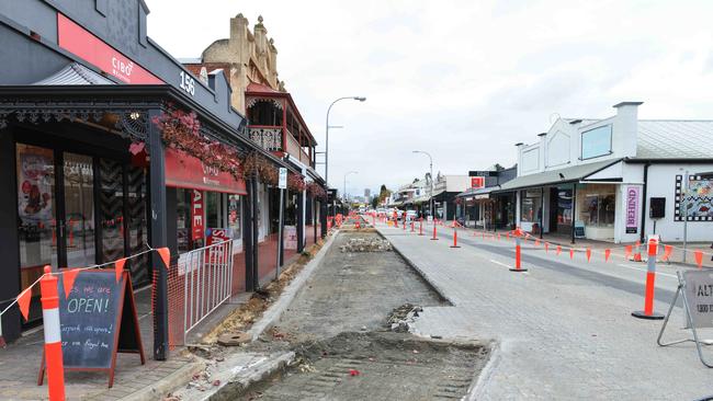 Roadworks along King William Rd, Monday, June 17, 2019. Picture: Brenton Edwards