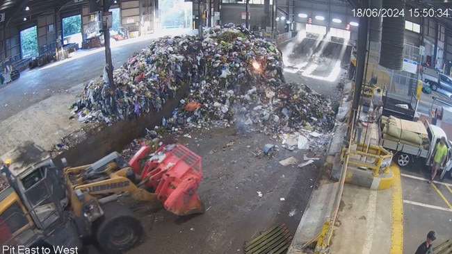 The footage highlights the dangers of incorrectly disposing of batteries in household bins. Picture: Brisbane City Council.