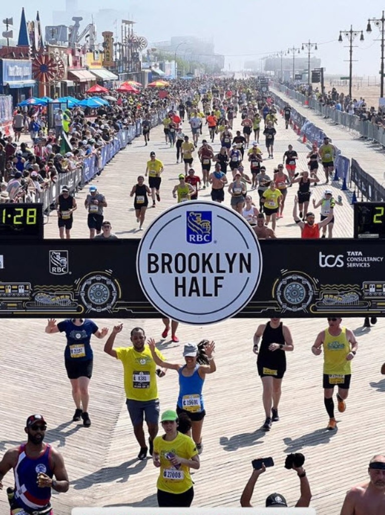 A runner has died after collapsing at the finish line at the Brooklyn half marathon. Picture: New York Road Runners/Instagram