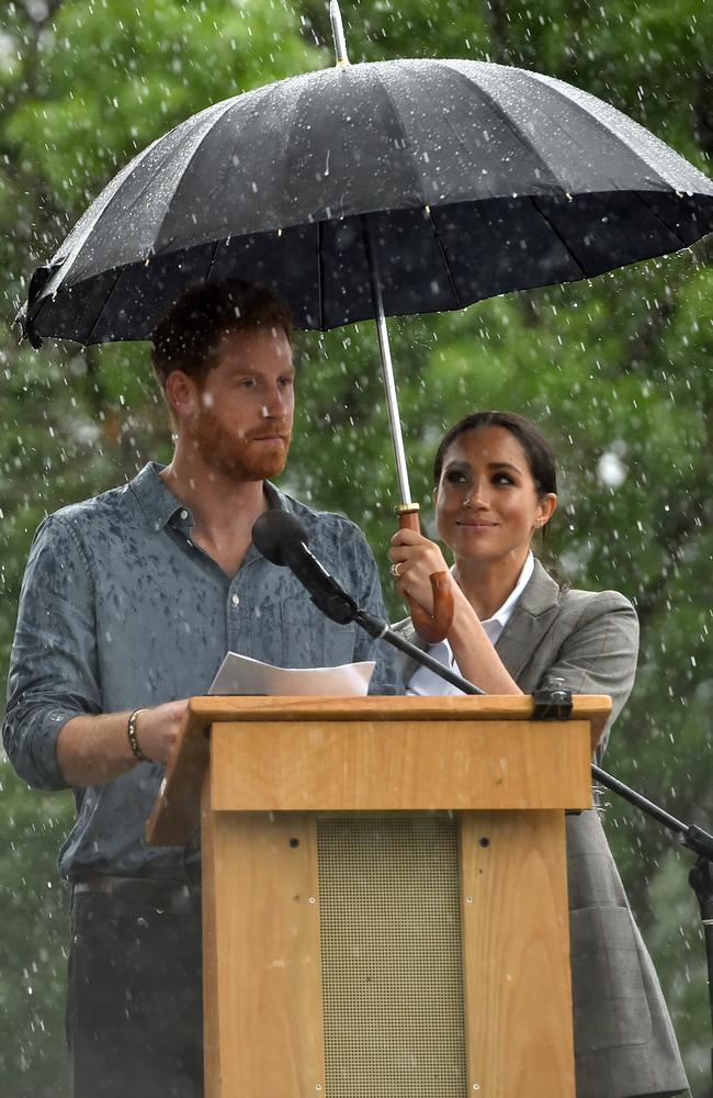 The couple, pictured in Australia’s outback town of Dubbo in October 2018, have a strict set of demands as “virtual” speakers. Picture: AAP/AFP Pool, Peter Parks