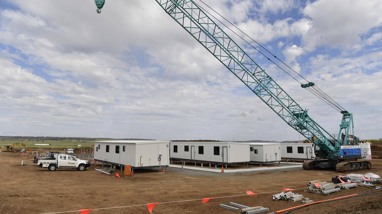 The first buildings of the Wellcamp quarantine facility have been completed. Picture: Kevin Farmer