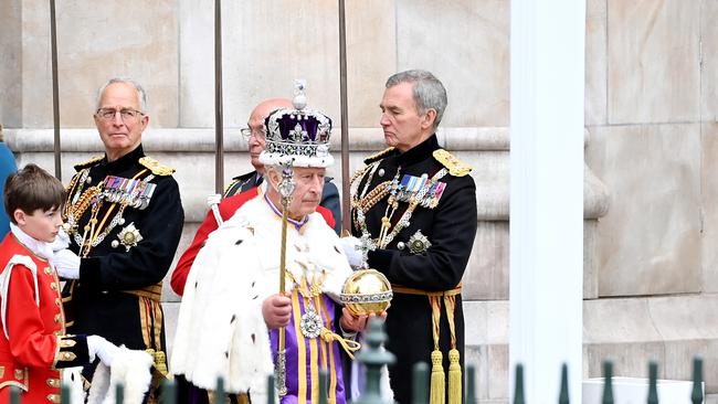 King Charles III departs the coronation service at Westminster Abbey. Picture: Getty Images