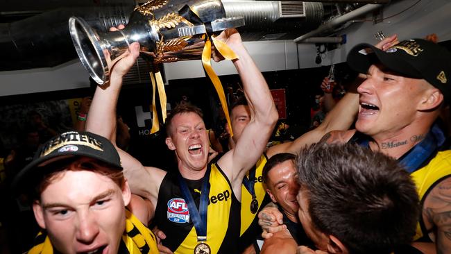 Jack Riewoldt celebrates after Richmond won the premiership.