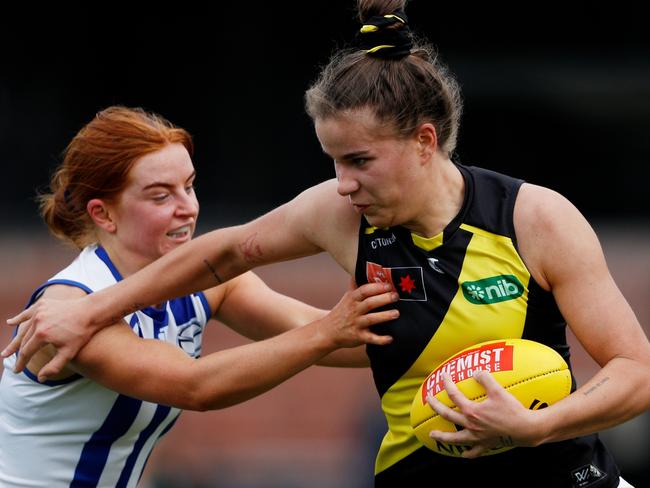 Ellie McKenzie playing against North Melbourne in 2022. Picture: Dylan Burns/AFL Photos via Getty Images