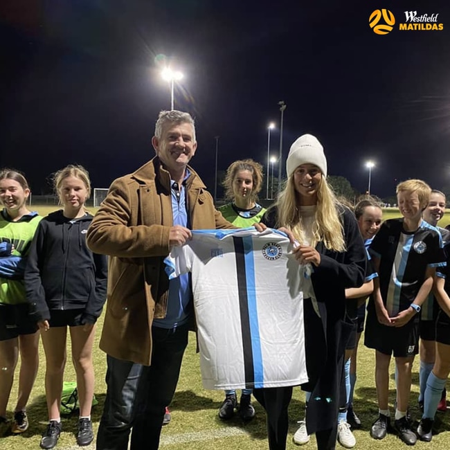 Matildas star Aivi Luik returned to her roots at Palm Beach Soccer club this month. The club has been granted over $8000 for helping develop current Matildas. Pic: Supplied.