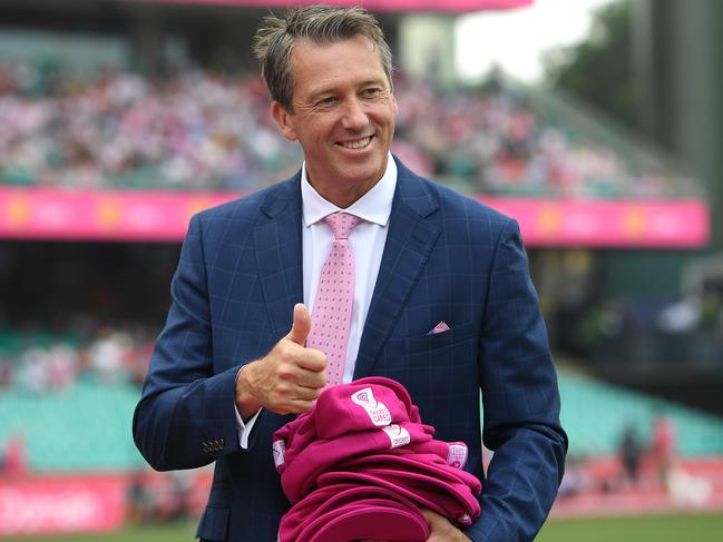 McGrath with the pink caps at the 2020 Test. Picture: AAP