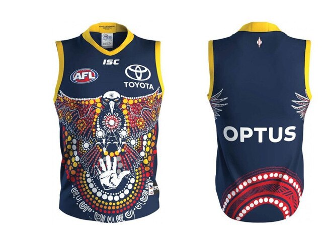 Adelaide Crows’ 2020 Sir Doug Nicholls Indigenous Round jumper.