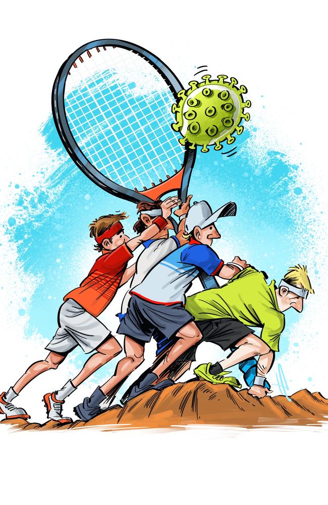 Propping up a virus-plagued Australian Open. Cartoon: Warren Brown