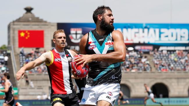 Paddy Ryder in action for the Power in Shanghai. Picture: AFL Photos