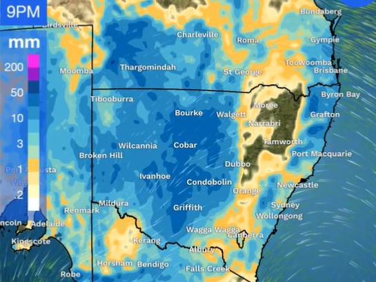 Large areas of particularly inland NSW could see rain totals of more than 50mm over the week. Picture: BOM.