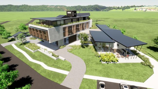 Artist’s impression of the boutique hotel proposed for New Norfolk at The Mills by Kenton Cox Architecture.