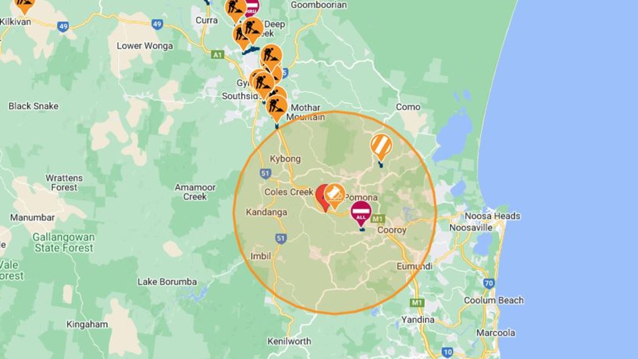 As of 12.14pm motorists were advised all southbound lanes remained blocked and long delays were expected. Picture: QLD Traffic