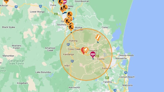 As of 12.14pm motorists were advised all southbound lanes remained blocked and long delays were expected. Picture: QLD Traffic