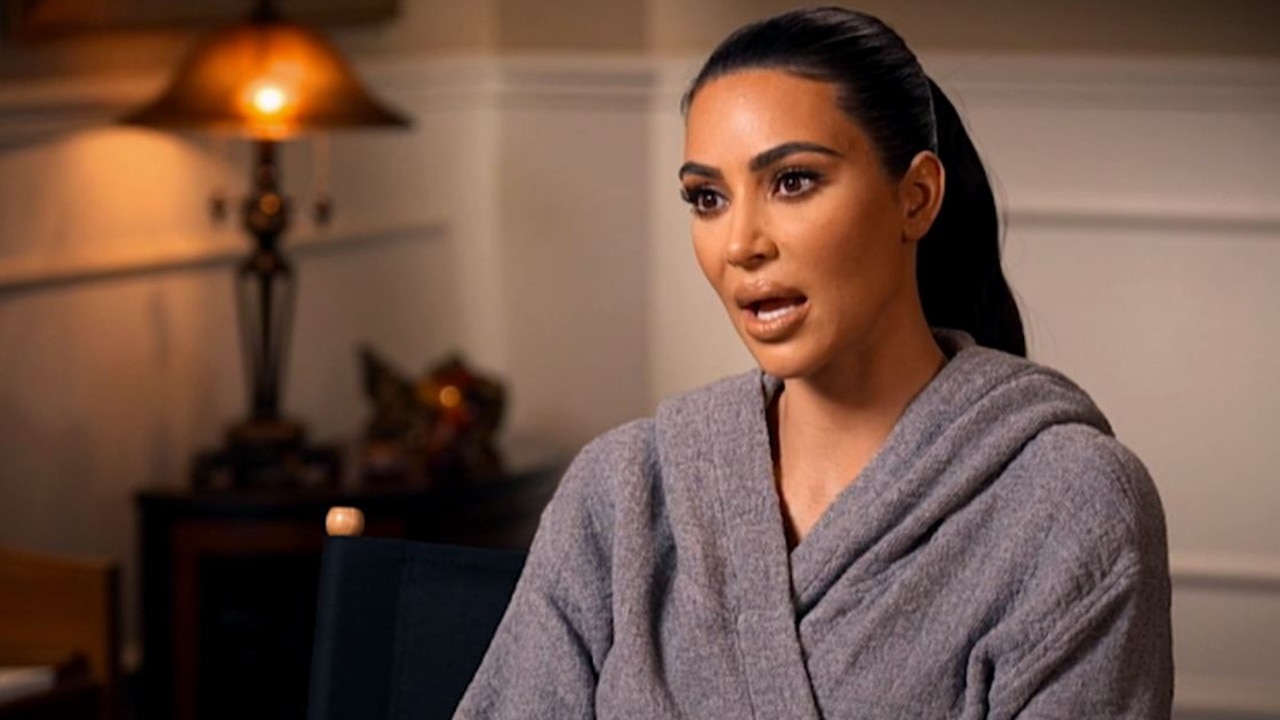 Kim Kardashian – probably the only woman who can get away with doing a media interview in a dressing gown. Picture: Channel 10