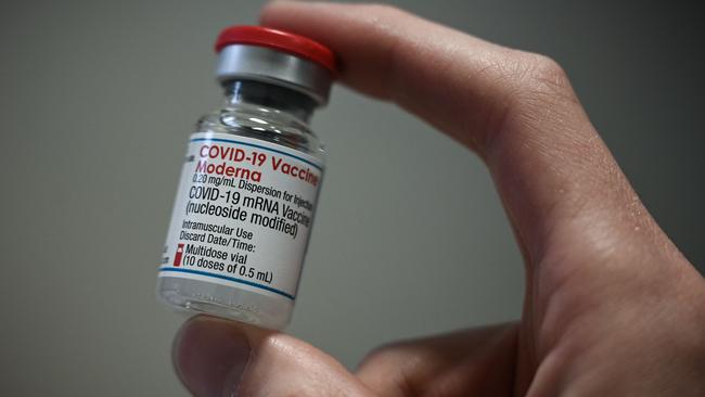 A vial of the Moderna Covid-19 vaccine. Picture: Philippe Lopez/AFP