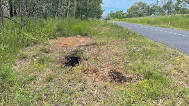 Forensic crash unit markings at the scene.