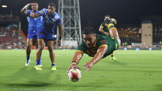 Valentine Holmes was on fire for Australia against Samoa.