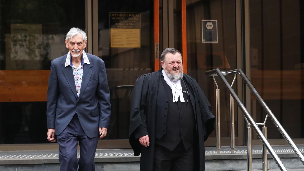 Associate Professor David Wylie Dunn and barrister Raymond Broomhall outside the Supreme Court in Hobart. Picture: Nikki Davis-Jones