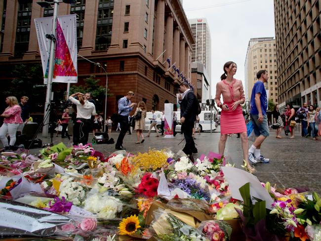 Activity in an around Martin Place this morning. Picture: Adam Ward