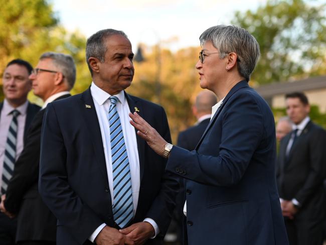 CANBERRA, Australia - NewsWire Photos - October 7, 2024: Senator Penny Wong and Israel's Ambassador to AustraliaÃÂ Amir Maimon attend the October 7th vigil at the Israeli Embassy in Canberra. Picture: NewsWire / Martin Ollman