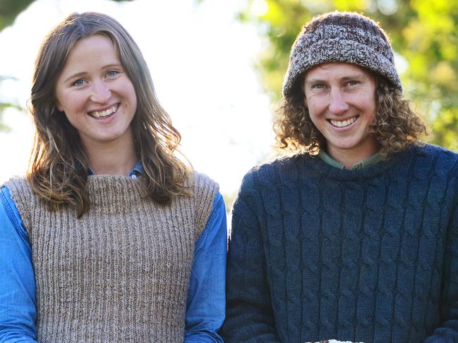 FARM: Woodstock Flour - Ian Congdon and Courtney Young Ian and Courtney mill grains from Ian's familyÕs Certified Organic Woodstock Farm in Berrigan, NSW. The flour is wholegrain and stoneground, milled to order, and sold at FarmersÕ Markets and stores around Melbourne and Berrigan. They also sell the grains, before they are milled. Woodstock Farm has been in IanÕs family for four generations and it's been Certified Organic.The young couple are passionate about regenerative farming - both studied at Uni of Melbourne. The farm grows wheat, rye, oats, beef and lamb on 2000 acres.Pictured: Courtney Young with wheat/rye sourdough bread and Ian Congdon with rye pumpkin cake.PICTURE: ZOE PHILLIPS