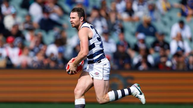 Patrick Dangerfield and the Cats swept West Coast aside. Picture: Dylan Burns/AFL Photos via Getty Images