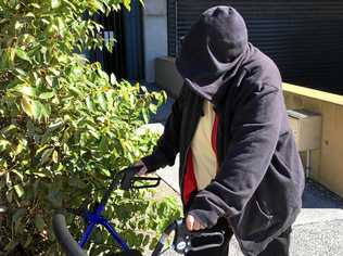 OUT OF THE RED, AND INTO THE BLACK: Greyhound trainer Helen Wendt left Ipswich Courthouse hiding beneath a black hoodie after she was sentenced for drug offences. (INSET) Wendt pictured earlier with a red coat. Picture: Ross Irby