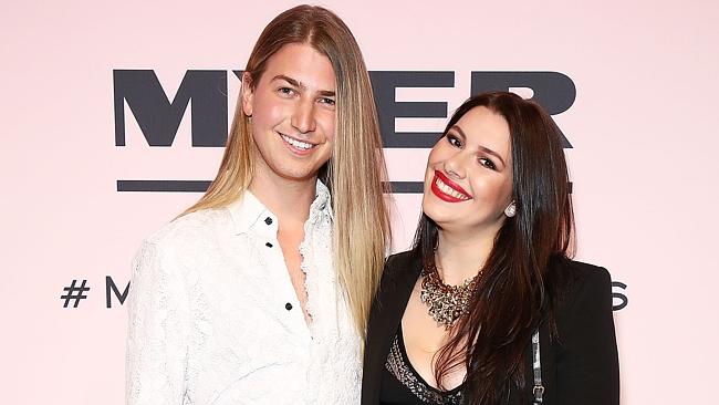Christian Wilkins and Francesca Packer hanging out at the Myer Spring 16 launch. Picture: Getty Images