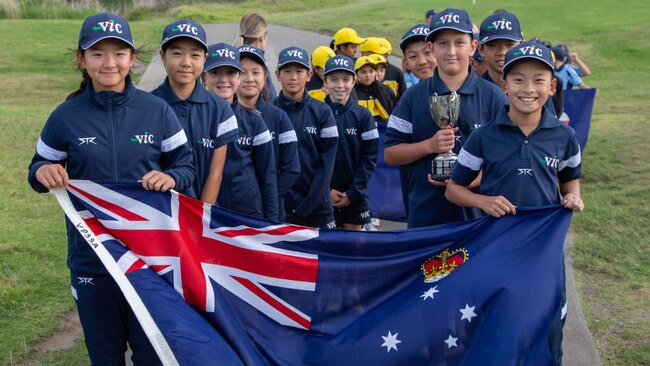 Kasi (front right) with his Victorian Under-12 teammates. Picture: Supplied.