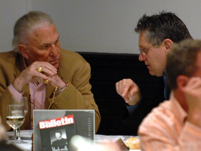 Radio rivals John Laws and Ray Hadley were seen having lunch at Machiavelli’s in 2007.