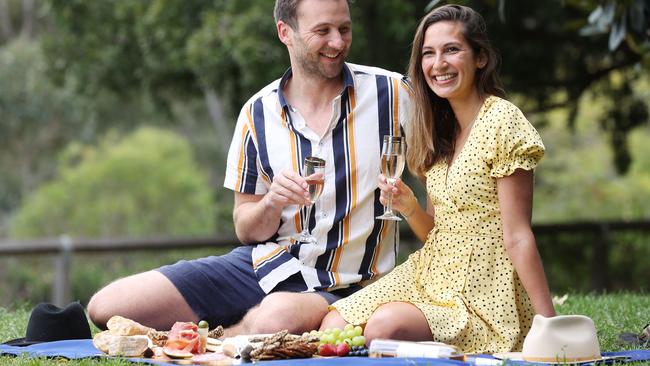 Ana Leal, 33 and her partner Max Burns, 33, celebrate Picnic Day. Picture: David Swift