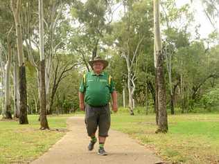 Cr Neil Fisher walks the Frenchville path. Picture: Jann Houley