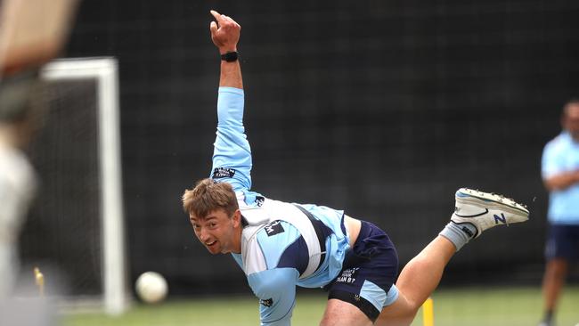 Daniel Sams during an Australian cricket teams training at ANZ Stadium.