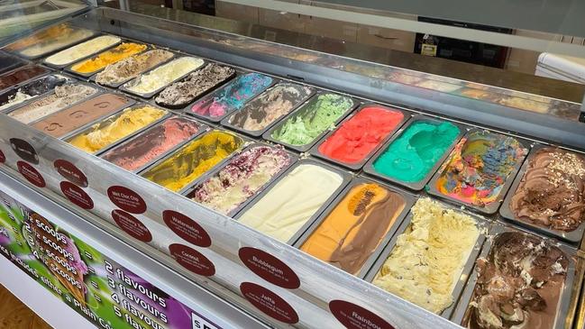 Some of the delicious ice cream flavours on offer at Planet 72 Ice Creamery in Hervey Bay.