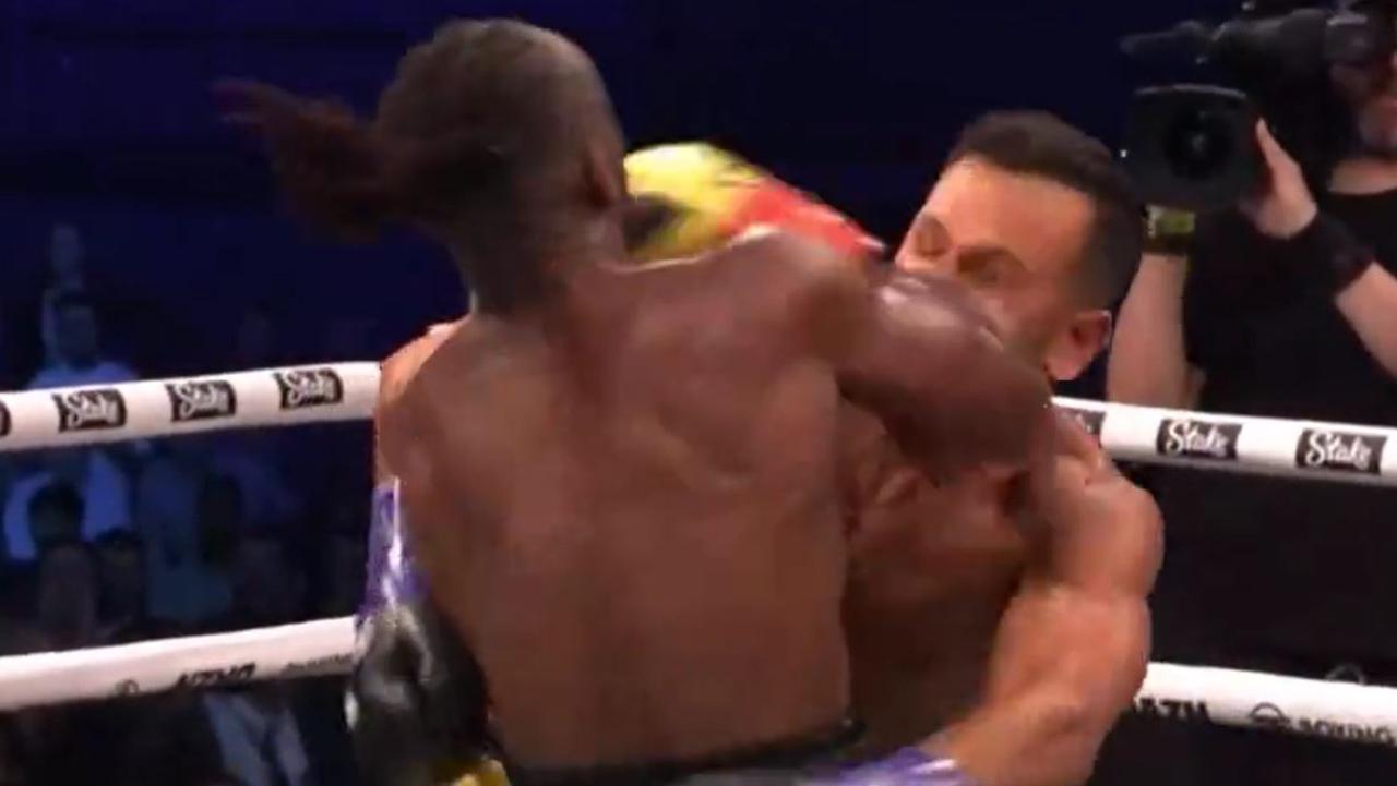 KSI lands with an elbow.