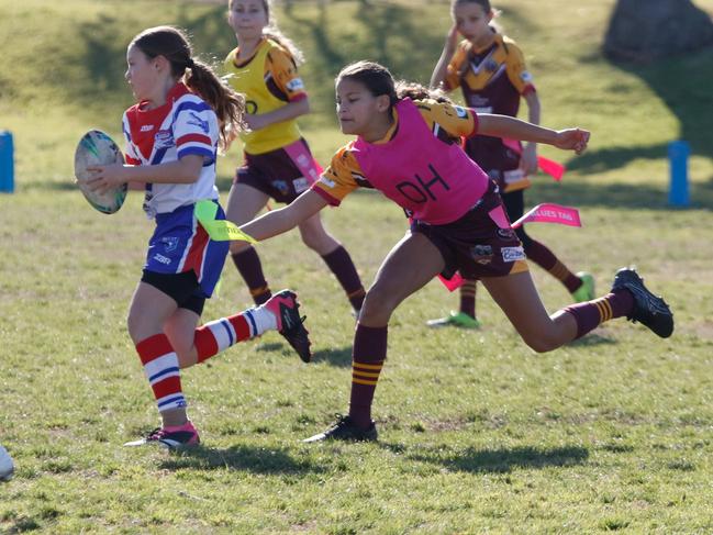 Chloe Symonds of the Holy Cross Rhinos U12s Blue Tag. Picture: David Curry